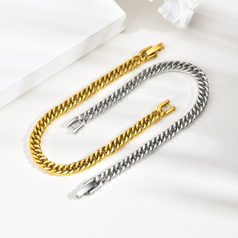 Wholesale Stainless Steel Gold Cuban Chain Bracelet