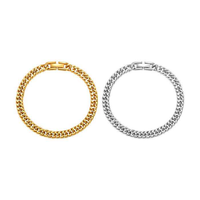 Wholesale Stainless Steel Gold Cuban Chain Bracelet