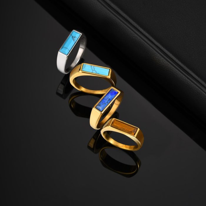 Wholesale Stainless Steel Turquoise Mens Ring