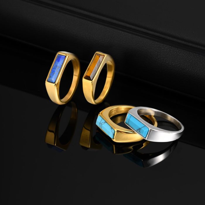 Wholesale Stainless Steel Turquoise Mens Ring