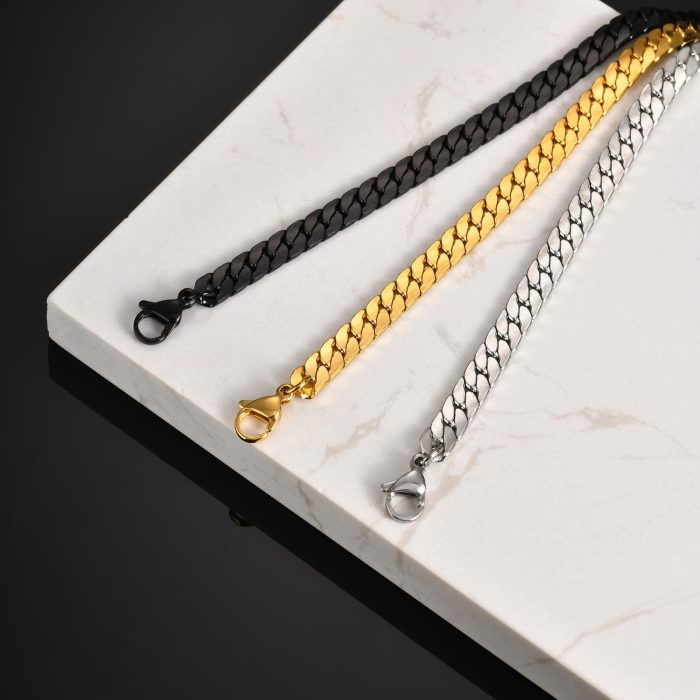Wholesale Stainless Steel Flat NK Chain Bracelet