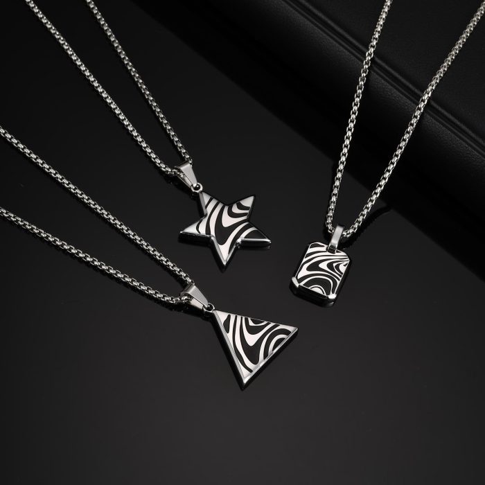 Wholesale Stainless Steel Black Wave Pendant