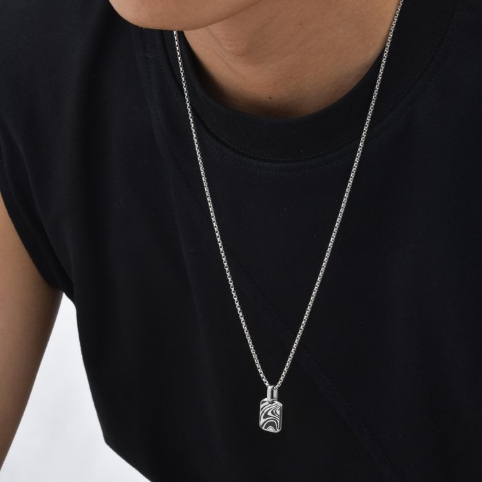 Wholesale Stainless Steel Black Wave Pendant