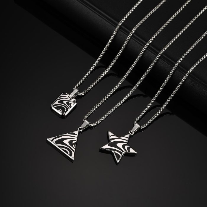 Wholesale Stainless Steel Black Wave Pendant