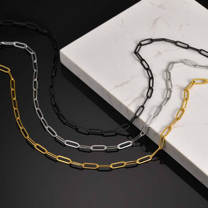 Wholesale Stainless Steel Rectangular Chain Necklace