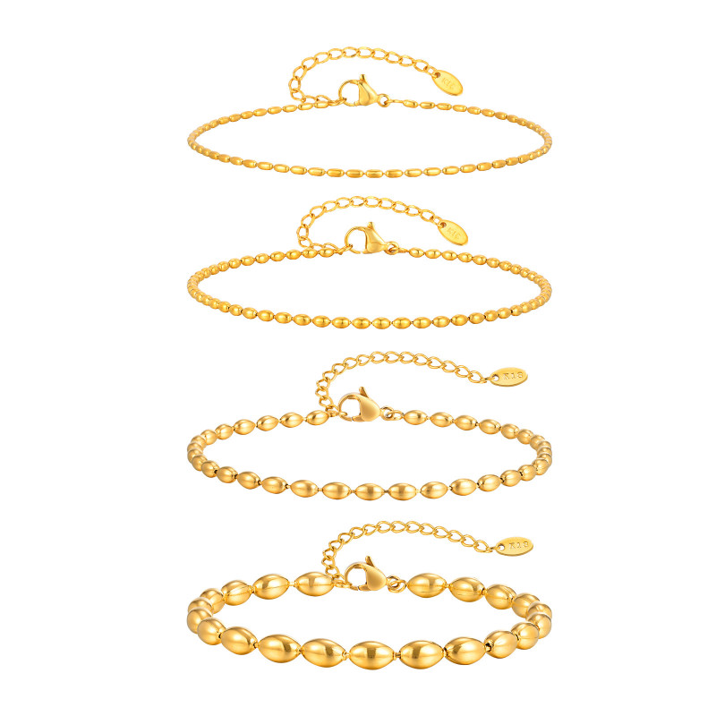 Wholesale Stainless Steel Rugby Bead Anklet