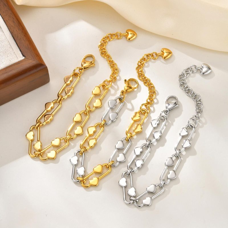 Wholesale Stainless Steel Chain with Heart Bracelet