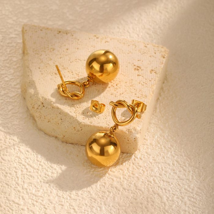Wholesale Stainless Steel Hollow Bead Earrings
