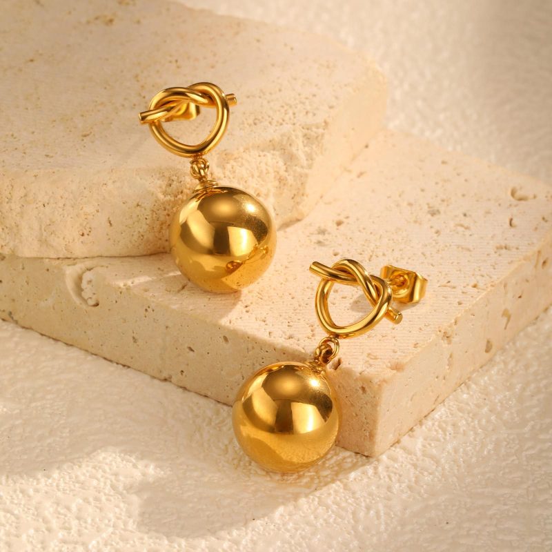 Wholesale Stainless Steel Hollow Bead Earrings