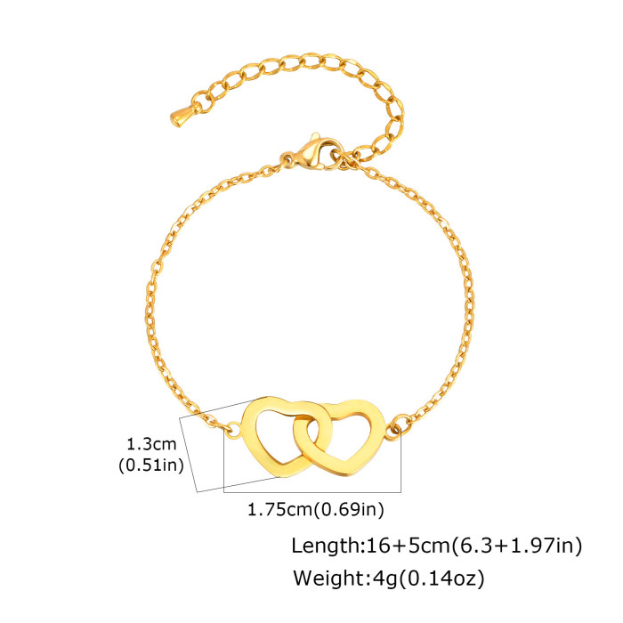 Wholesale Stainless Steel Double Heart Bracelet