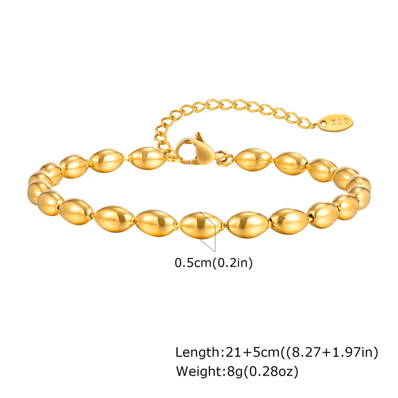 Wholesale Stainless Steel Rugby Bead Anklet