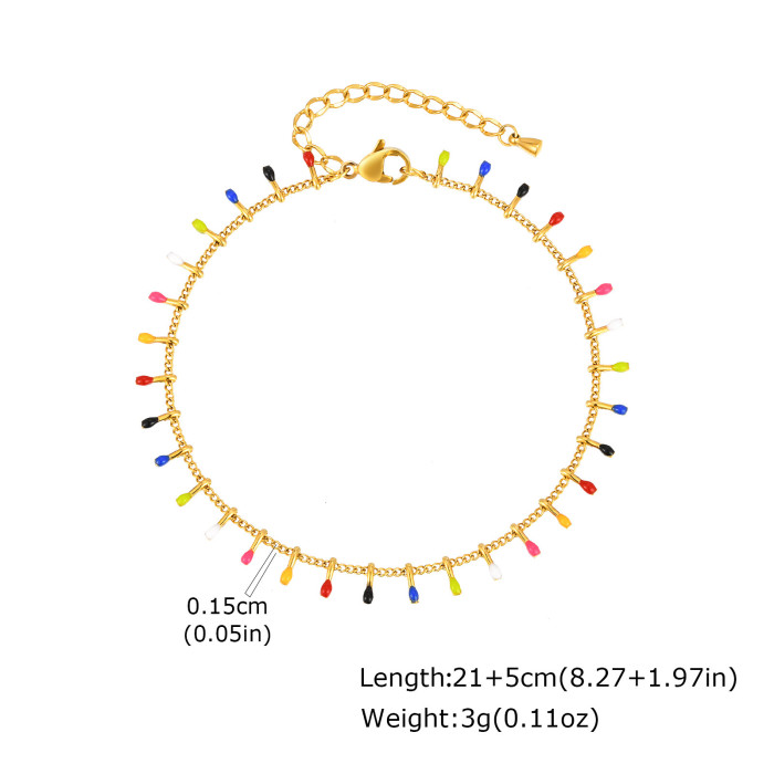 Wholesale Stainless Steel Colorful Match Anklet
