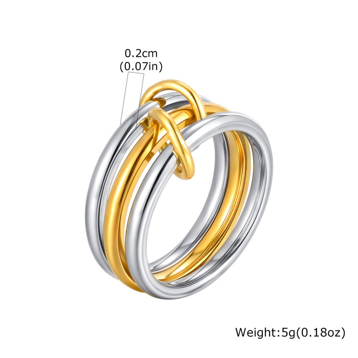 Wholesale Stainless Steel Two Color Multi Ring