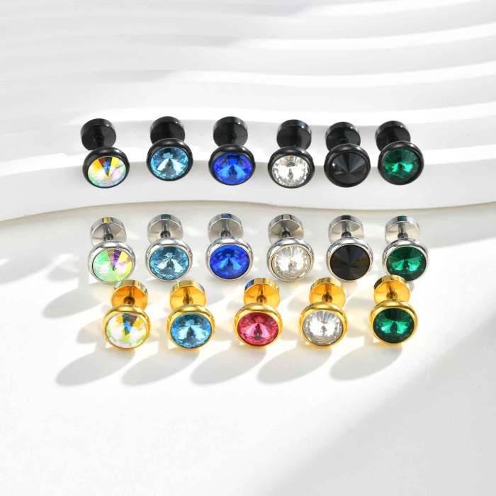 Wholesale Stainless Steel Zirconia Men's Earrings