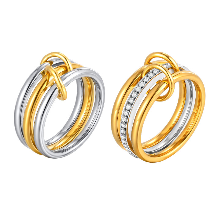 Wholesale Stainless Steel Two Color Multi Ring