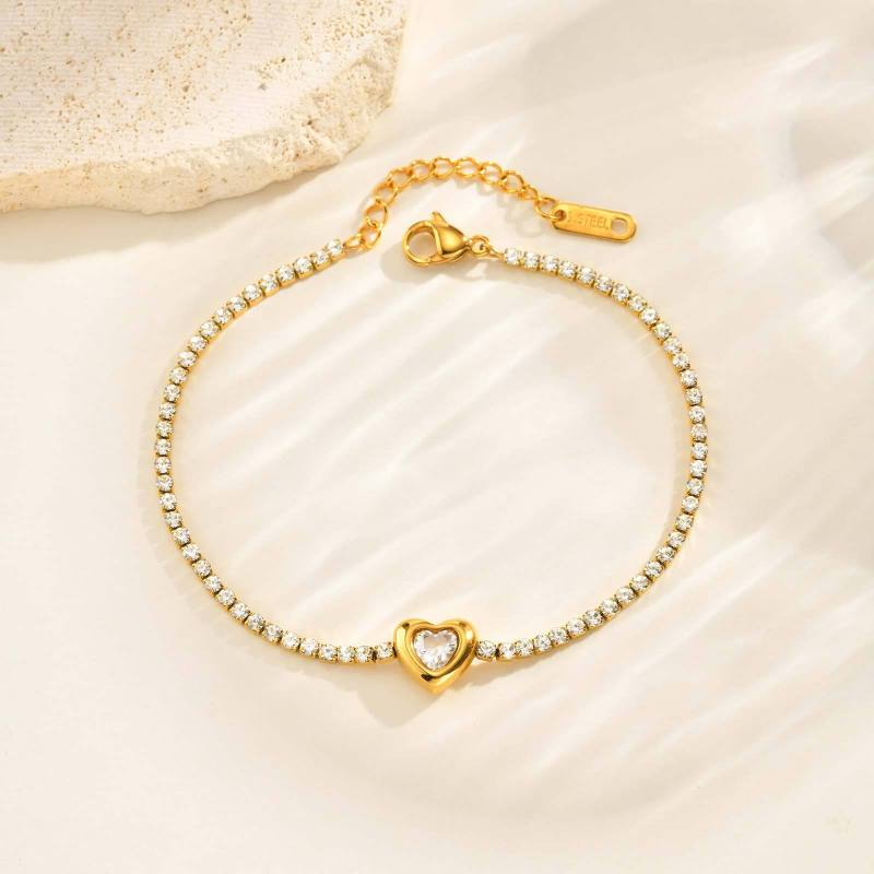 Wholesale Stainless Steel Heart Rhinestone Bracelet