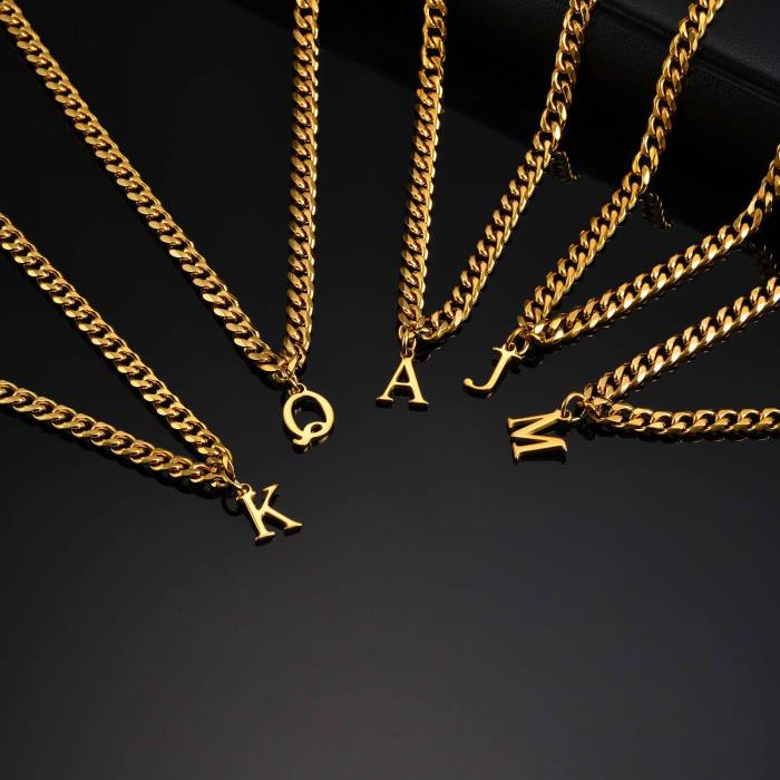 Wholesale Stainless Steel Men's Initial Necklace