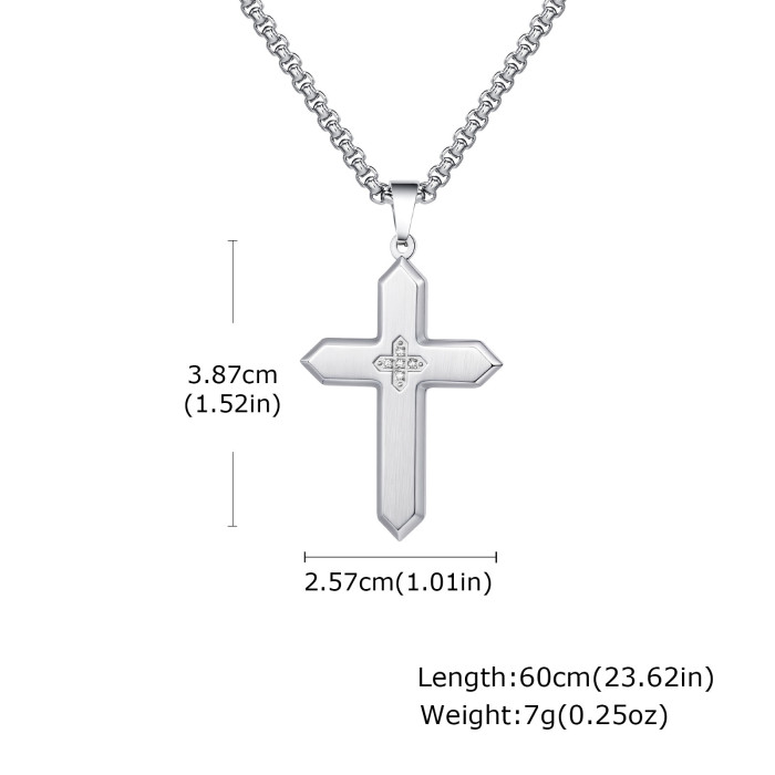 Wholesale Stainless Steel Cross with Zirconia Pendant