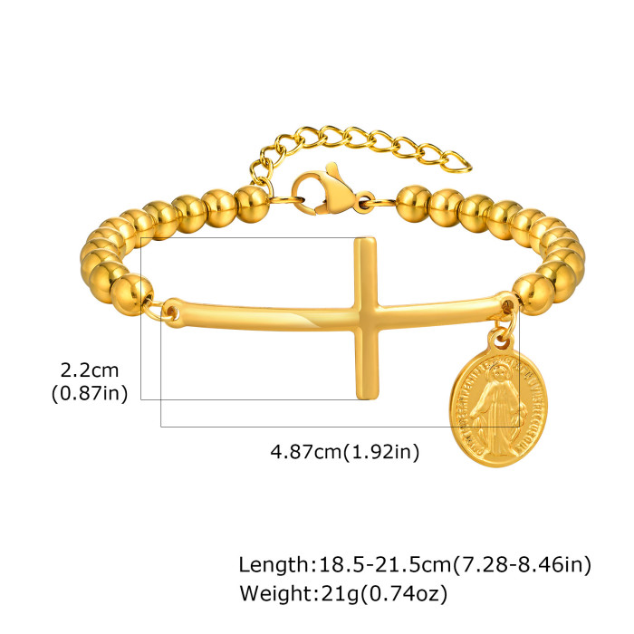 Wholesale Stainless Steel Cross Beaded Bracelet