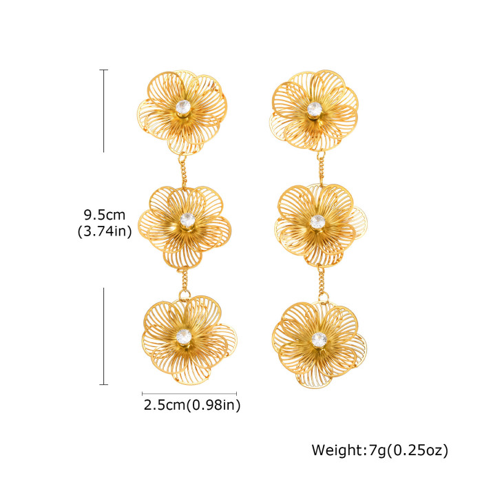 Wholesale Stainless Steel Butterfly Flower Earrings