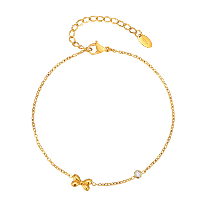 Wholesale Stainless Steel Ribbon Zirconia Anklet