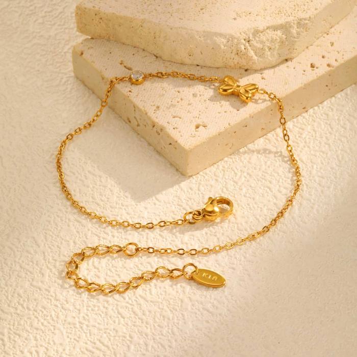 Wholesale Stainless Steel Ribbon Zirconia Anklet