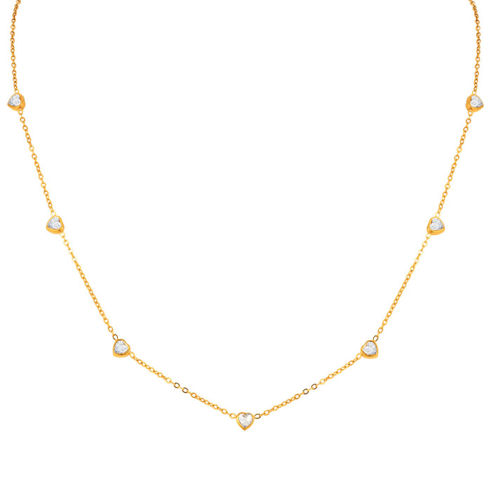 Wholesale Stainless Steel Heart CZ Necklace