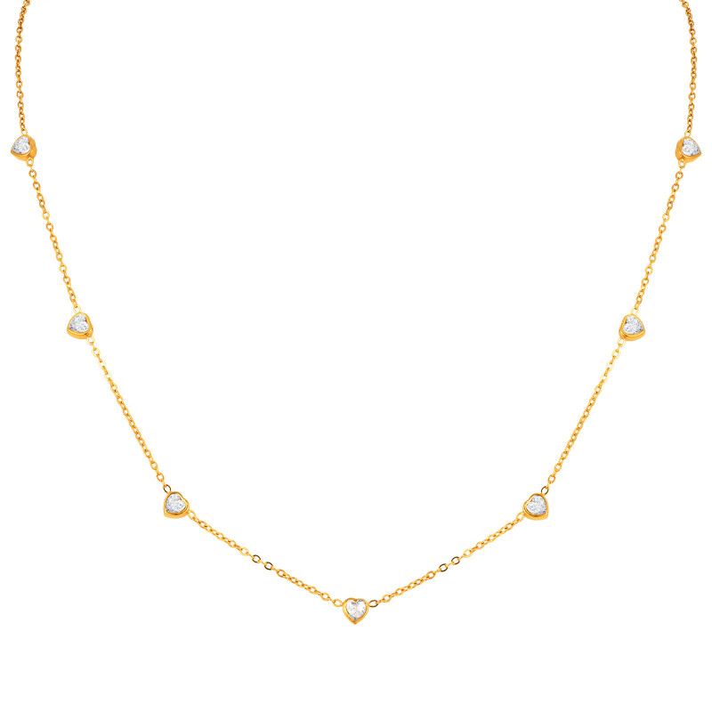 Wholesale Stainless Steel Heart CZ Necklace