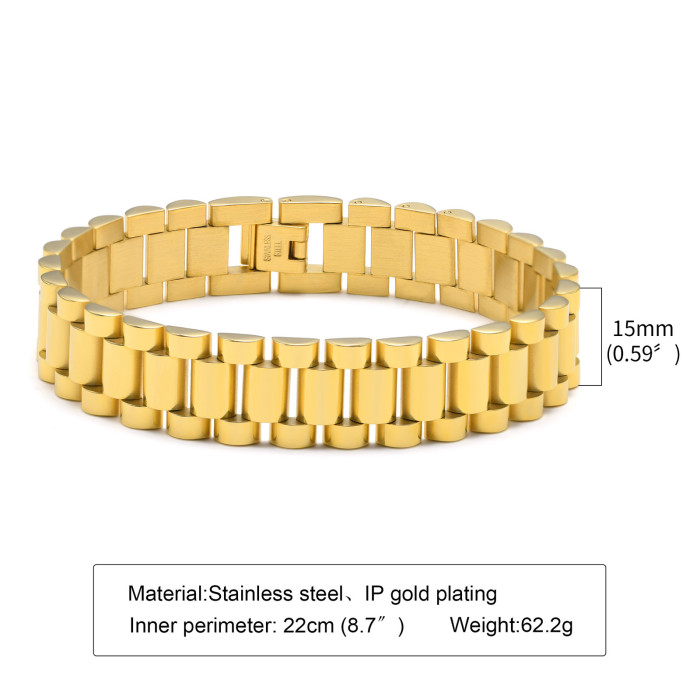 Stainless Steel Gold Plated Bracelet Watch Band