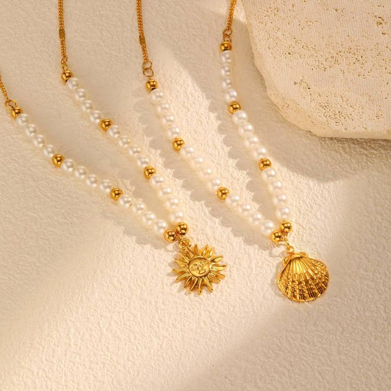 Wholesale Stainless Steel Sunflower Shell Necklace