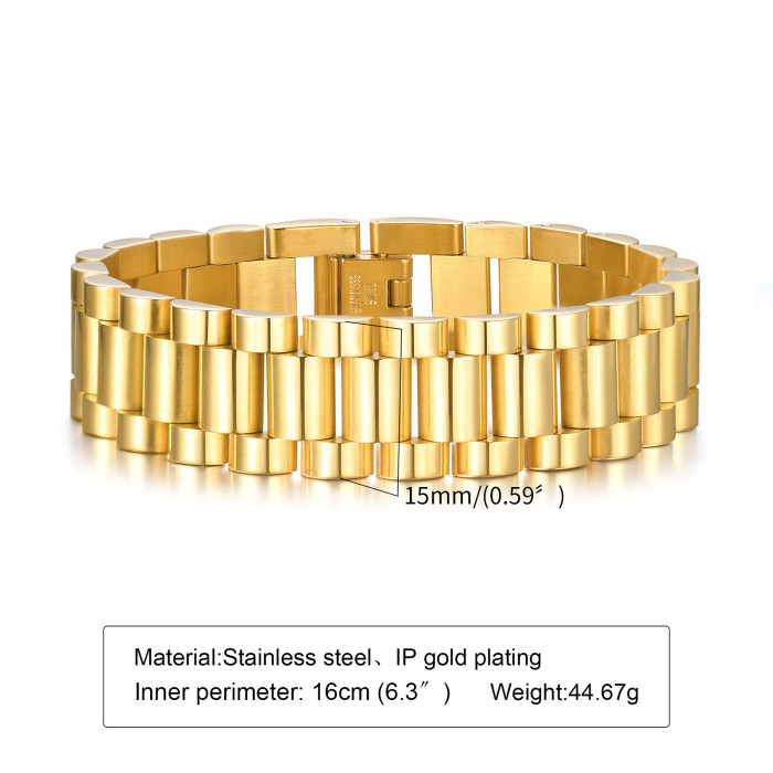 Stainless Steel Gold Plated Bracelet Watch Band