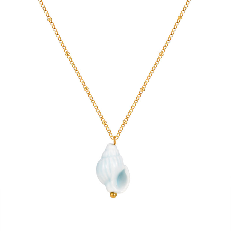 Wholesale Stainless Steel Ceramic Conch Necklace