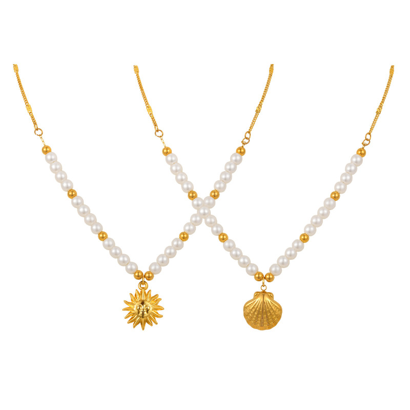 Wholesale Stainless Steel Sunflower Shell Necklace