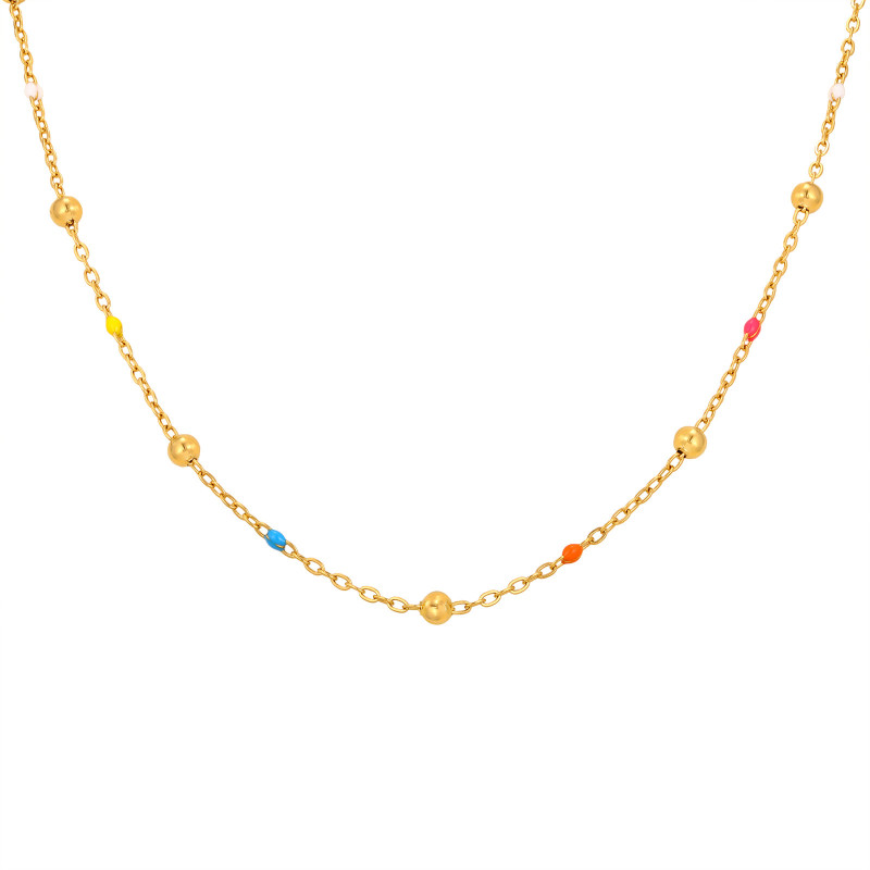 Wholesale Stainless Steel Colorful Beads Necklace
