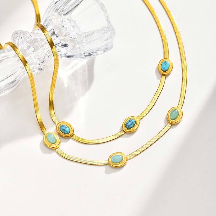 Wholesale Stainless Steel Turquoise Necklaces