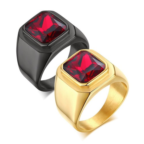 Stainless Steel Ring Red Stone