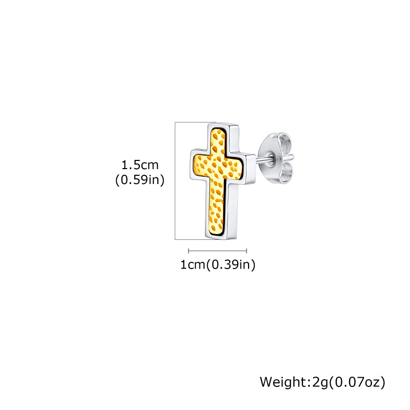 Wholesale Stainless Steel Hammered Cross Earrings