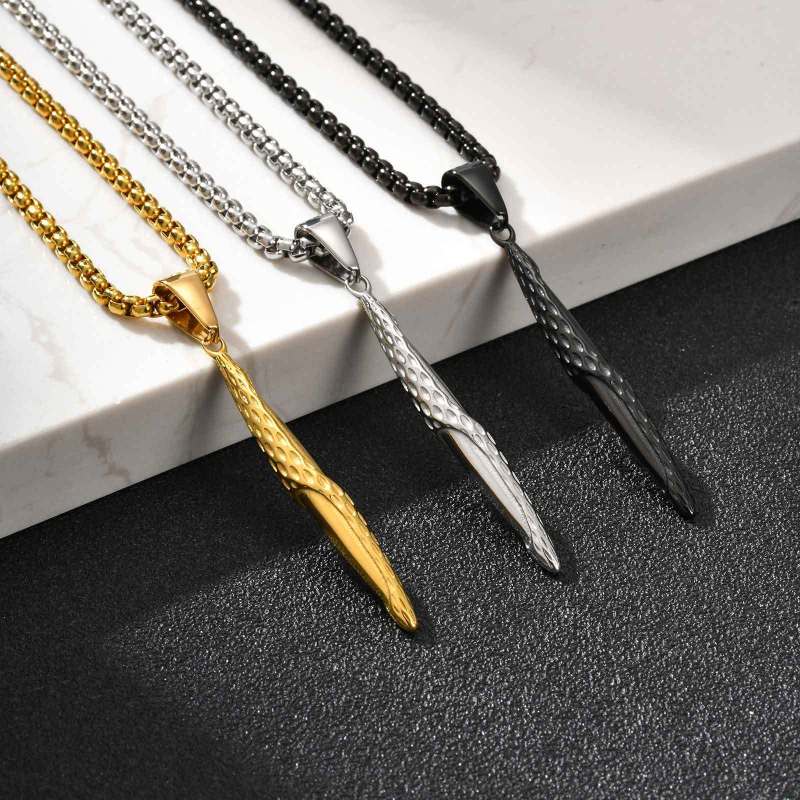 Wholesale Stainless Steel Hammered Long Pendant