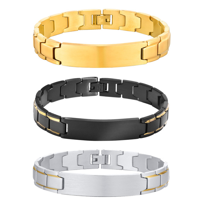 Wholesale Men's Stainless Steel Black Id Bracelet