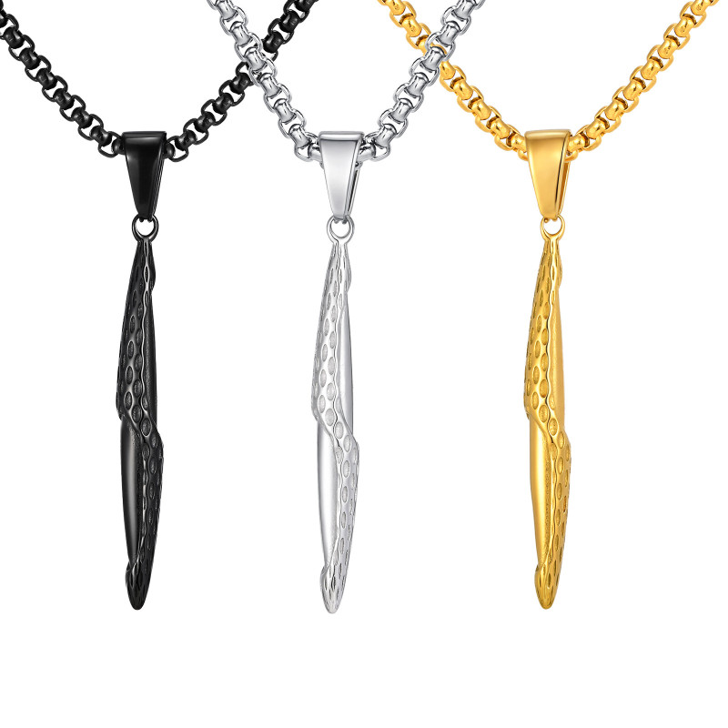 Wholesale Stainless Steel Hammered Long Pendant