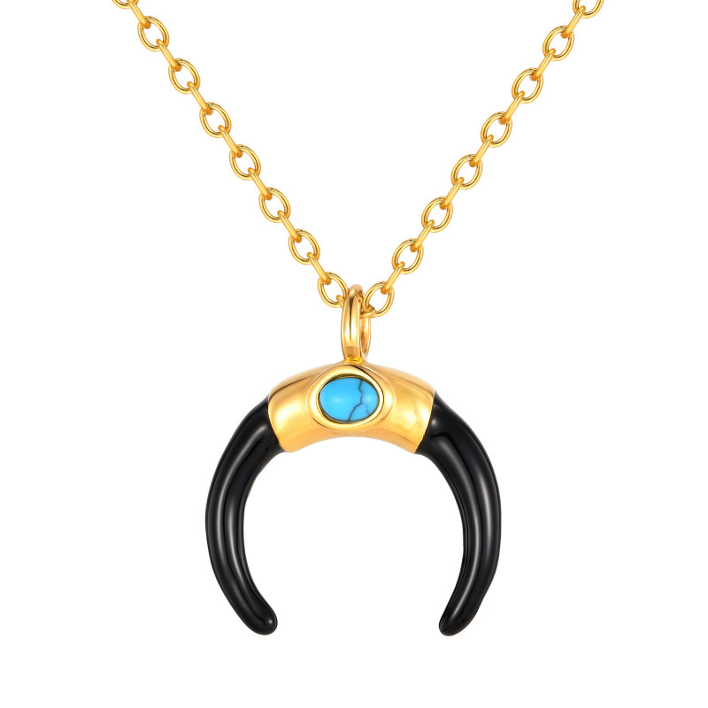 Wholesale Stainless Steel Turquoise Moon Pendant