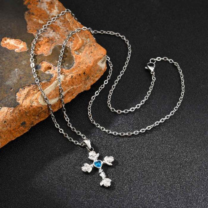 Wholesale Stainless Steel Rose Cross Pendant