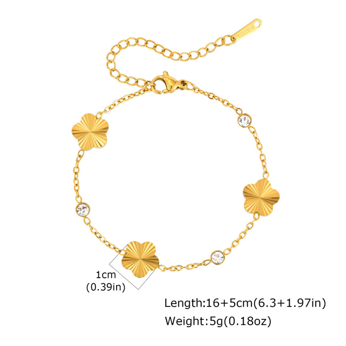 Wholesale Stainless Steel Five Leaf Flower Bracelet