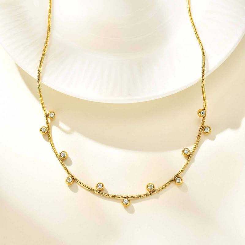 Wholesale Stainless Steel White Zirconia Necklace