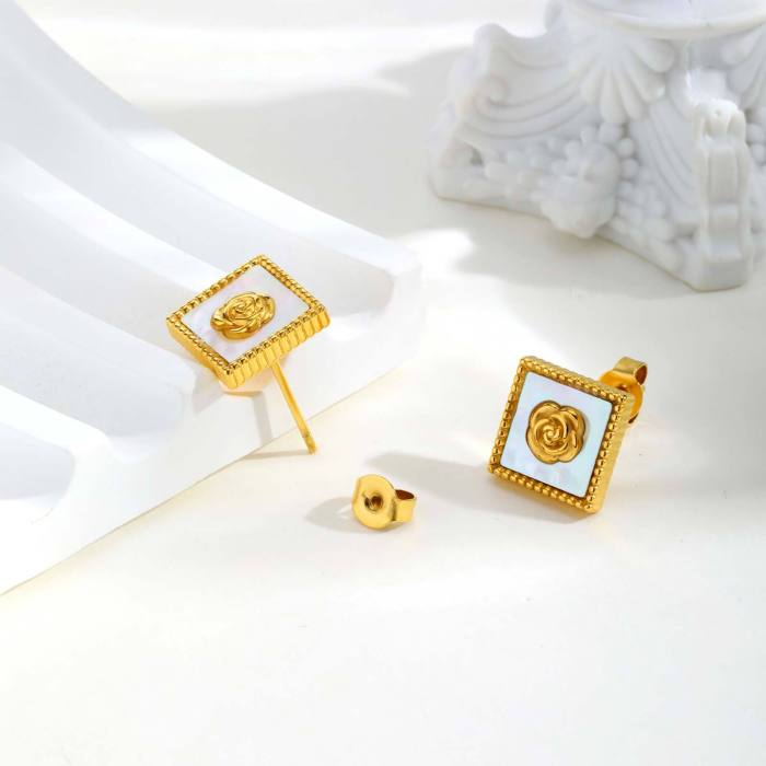 Wholesale Stainless Steel Rose Earrings