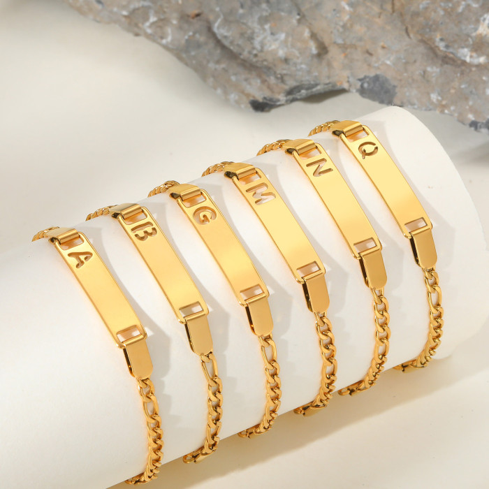 Wholesale Stainless Steel Alphabet Kid's Engravable Bracelet