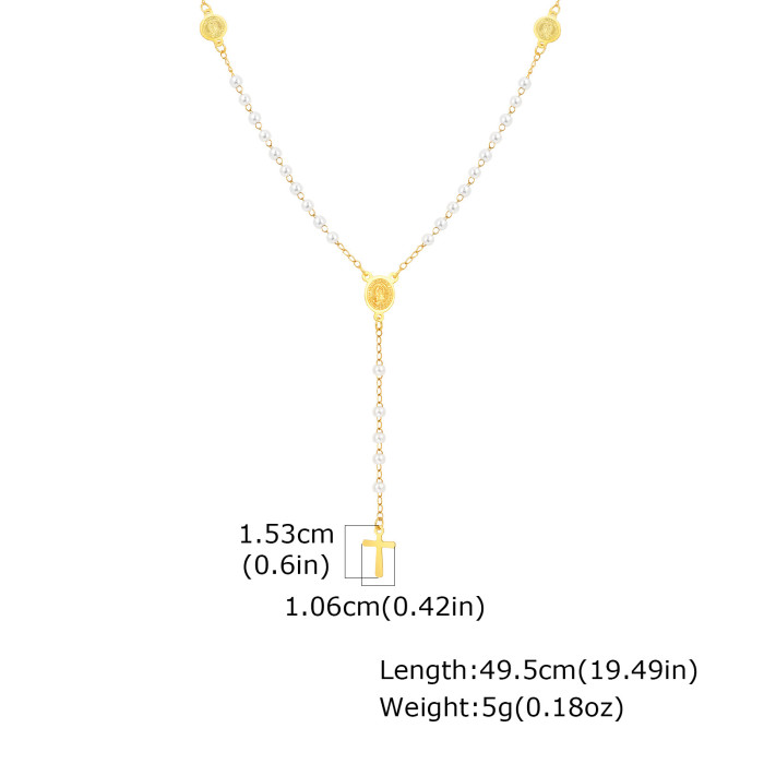 Wholesale Stainless Steel Crucifix Madonna Necklace