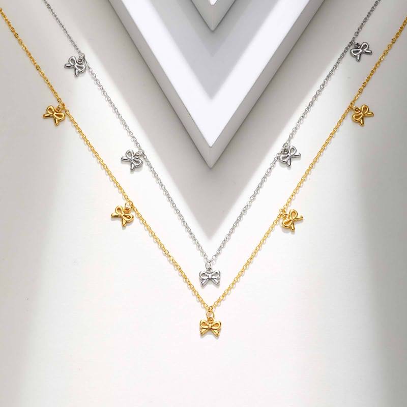 Wholesale Stainless Steel Ribbon Gold Necklace