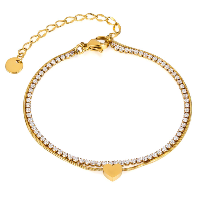 Wholesale Stainless Steel Rhinestone Stacking Bracelet