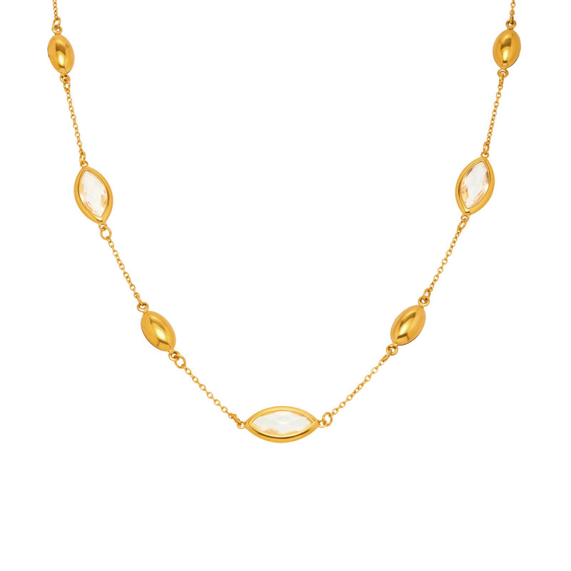 Wholesale Stainless Steel Glass Stone Necklace